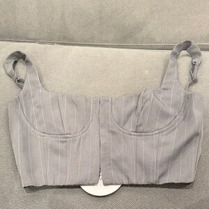 Gray Pinstripe Princess Polly Crop Top